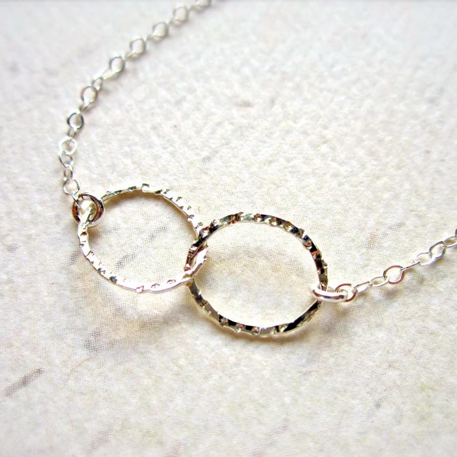 Infinity Bracelet - handmade hammered interlocking double circle bracelet - Foamy Wader
