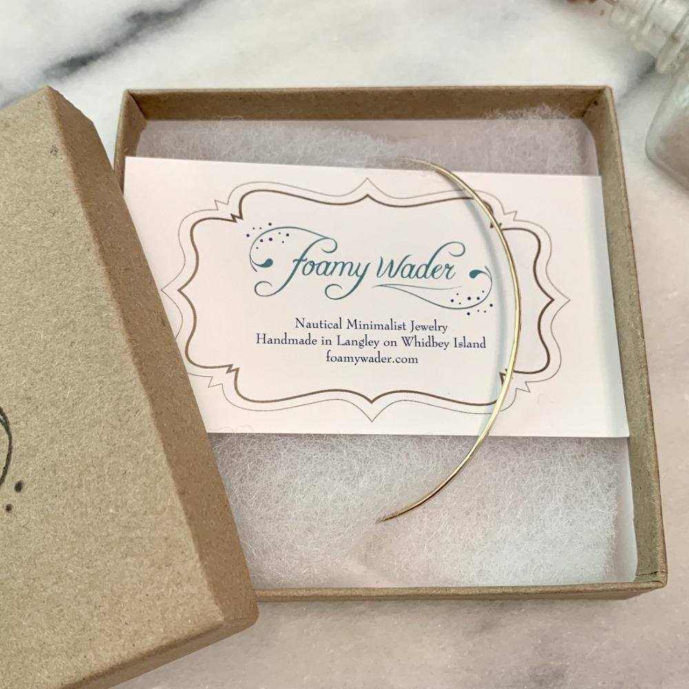 Shimmer Bangle Bracelet - thin 1mm hammered bangle stacking bracelet - Foamy Wader