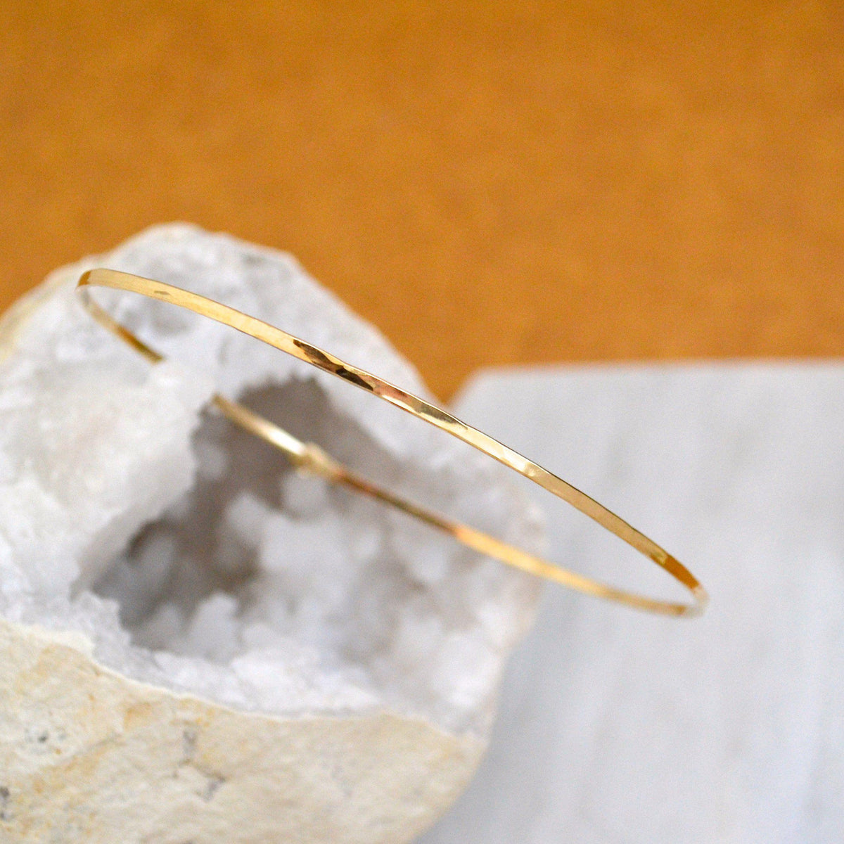 Shimmer Bangle Bracelet - thin 1mm hammered bangle stacking bracelet - Foamy Wader