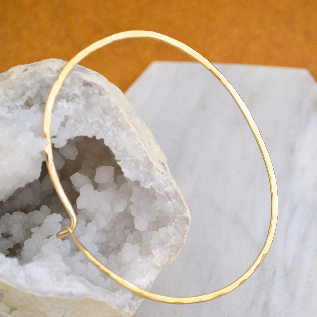 Sliver Bracelet - handmade oval bangle bracelet with hammered shimmer - Foamy Wader