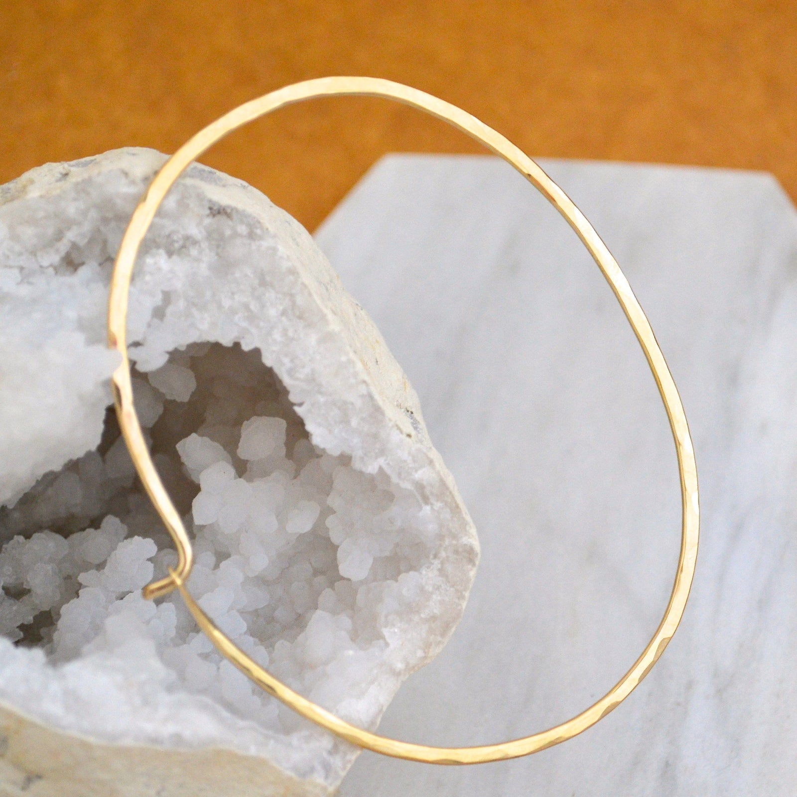 Sliver Bracelet - handmade oval bangle bracelet with hammered shimmer - Foamy Wader