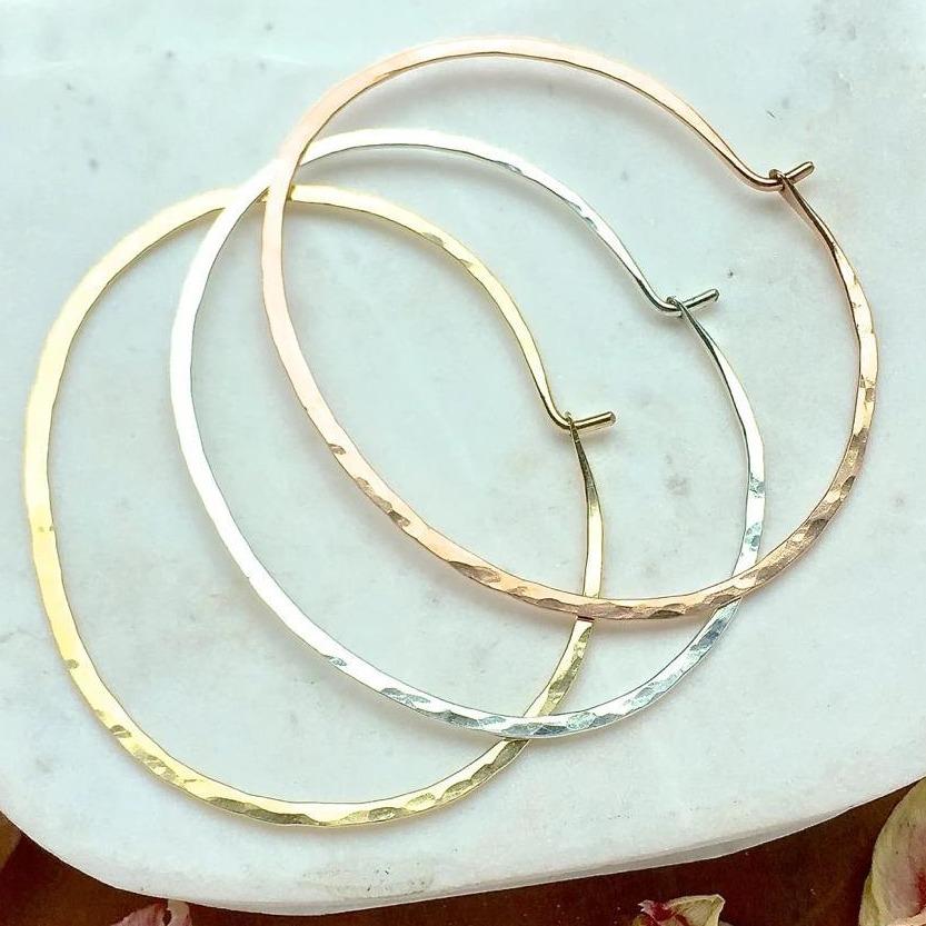 Sliver Bracelet - handmade oval bangle bracelet with hammered shimmer - Foamy Wader