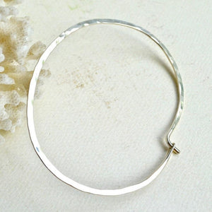 Sliver Bracelet - handmade oval bangle bracelet with hammered shimmer - Foamy Wader