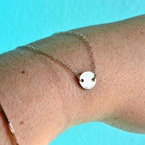 Speckle Bracelet - handmade dappled disc dainty chain bracelet - Foamy Wader