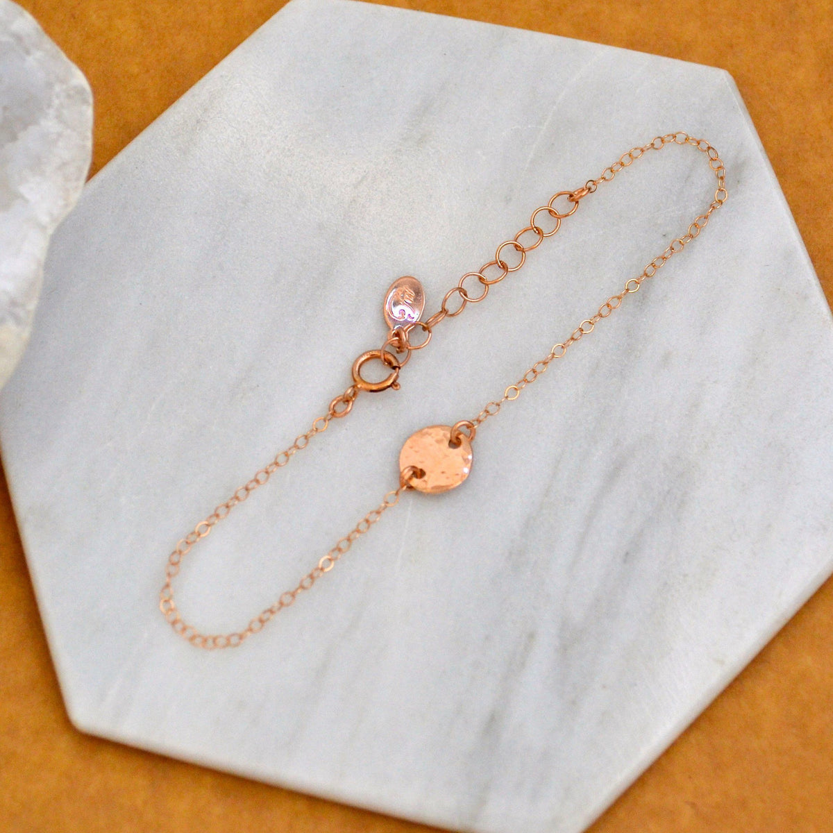 Speckle Bracelet - handmade dappled disc dainty chain bracelet - Foamy Wader