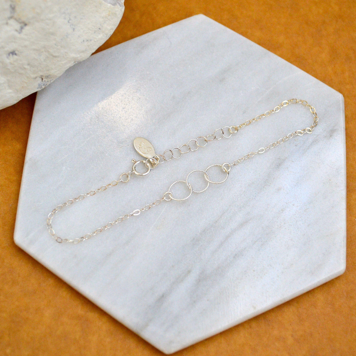 Trio Bracelet - handmade interlocking triple circle bracelet - Foamy Wader