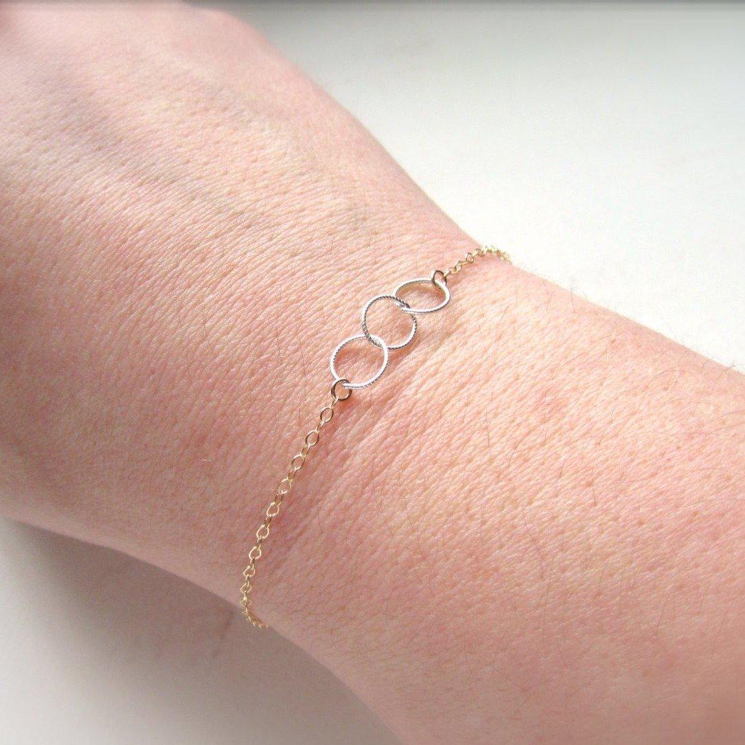 Trio Bracelet - handmade interlocking triple circle bracelet - Foamy Wader