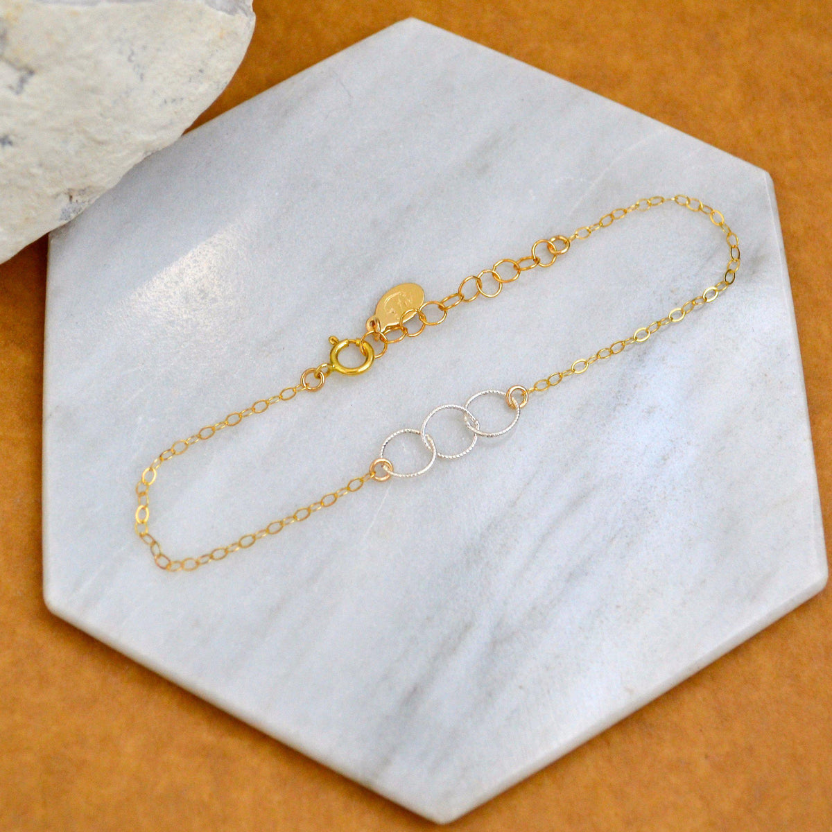 Trio Bracelet - handmade interlocking triple circle bracelet - Foamy Wader