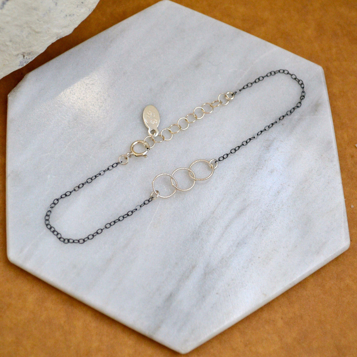 Trio Bracelet - handmade interlocking triple circle bracelet - Foamy Wader