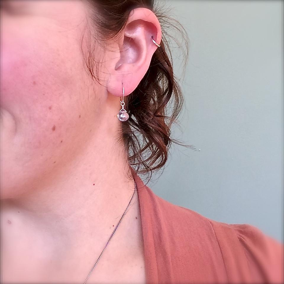 Azure Earrings - 14K gold blue mystic quartz gemstone drop earrings - Foamy Wader