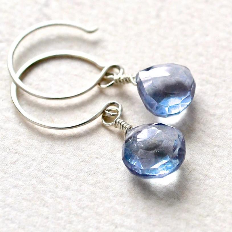 Azure Earrings - blue mystic quartz gemstone drop earrings - Foamy Wader