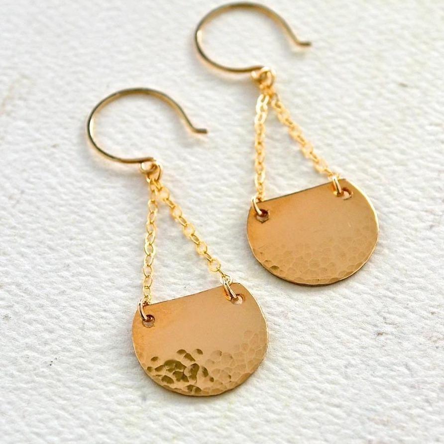 Barnacle Earrings - handmade dappled half-moon nautical dangle earrings - Foamy Wader