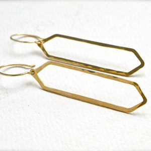 Boardwalk Earrings - handmade elongated hexagon silhouette earrings - Foamy Wader