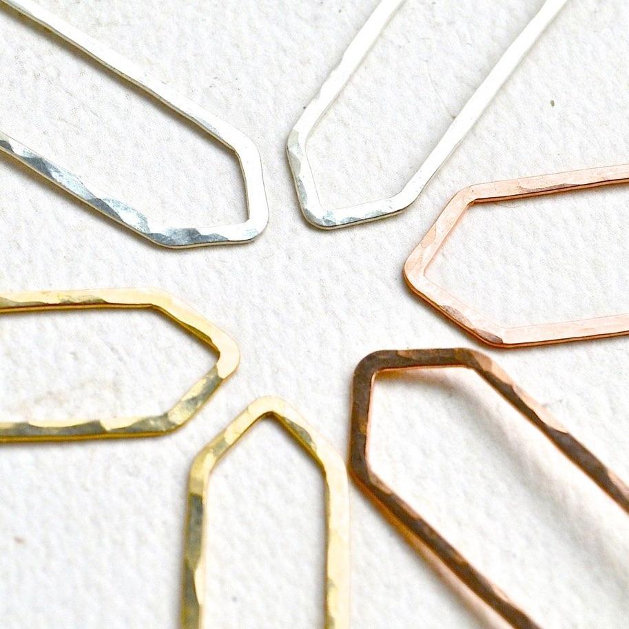 Boardwalk Earrings - handmade elongated hexagon silhouette earrings - Foamy Wader