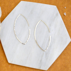 Buffy Hoop Earrings - handmade hammered marquise sleek hoop earrings - Foamy Wader
