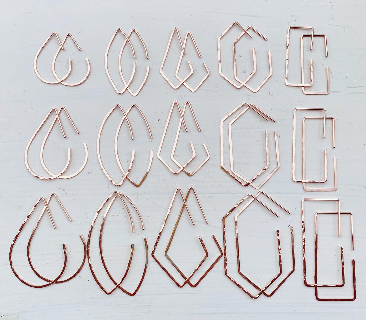 Buoy Hoop Earrings - handmade hammered elongated hexagon hoop earrings - Foamy Wader