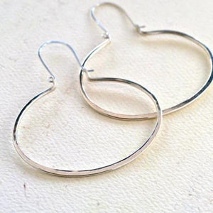 Canoe Earrings - handmade oval hammered dangling hoop earrings - Foamy Wader