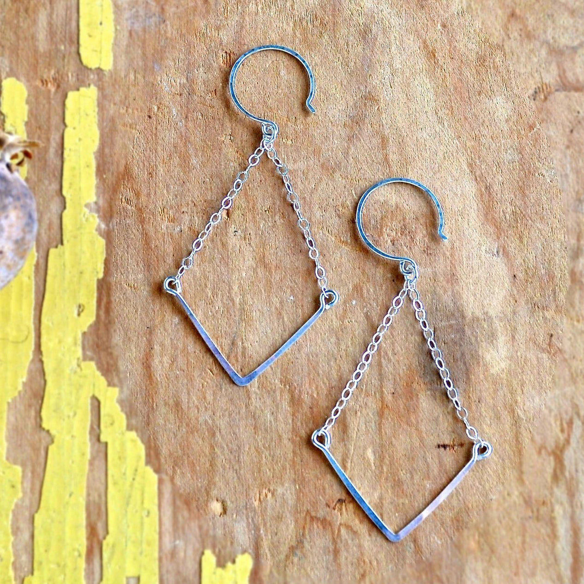 Chevron Earrings - handmade 14k gold and mixed metal chevron earrings - Foamy Wader