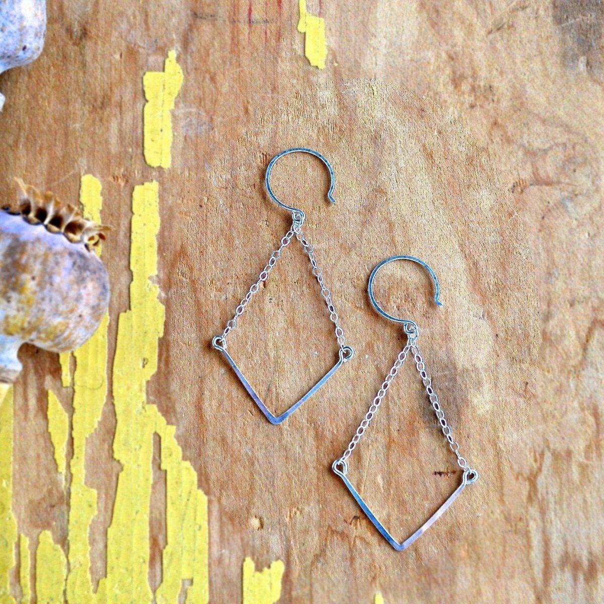 Chevron Earrings - handmade gold, silver, or mixed metal chevron earrings - Foamy Wader