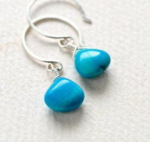 Cozumel Earrings - 14K gold blue turquoise gemstone drop earrings - Foamy Wader