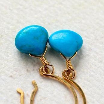 Cozumel Earrings - blue turquoise gemstone drop earrings - Foamy Wader