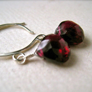 Cranberry Earrings - crimson red garnet gemstone drop earrings - Foamy Wader