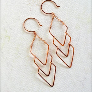 Currents Earrings - handmade triple arrowhead dangle nautical earrings - Foamy Wader