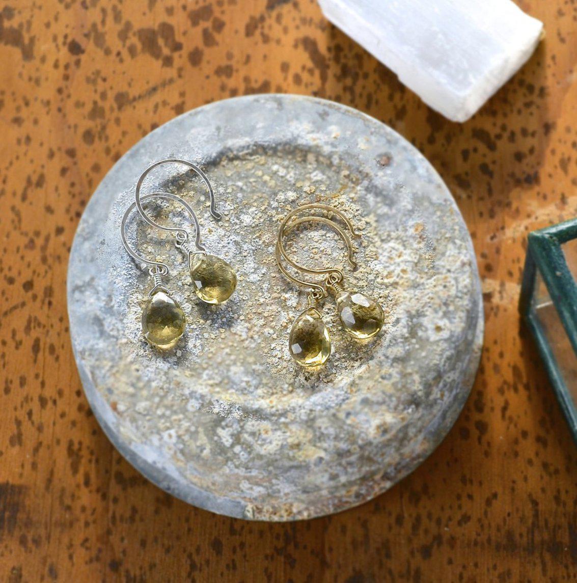 Deadwood Earrings - whiskey quartz brown gemstone drop earrings - Foamy Wader