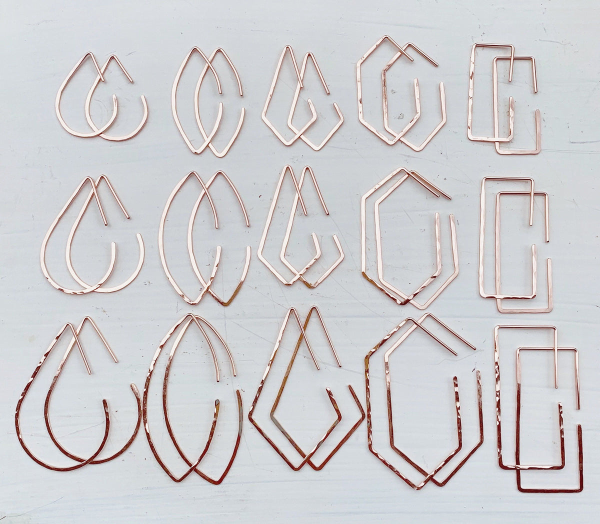 Dunes Hoop Earrings - hammered geometric kite diamond shape hoop earrings - Foamy Wader