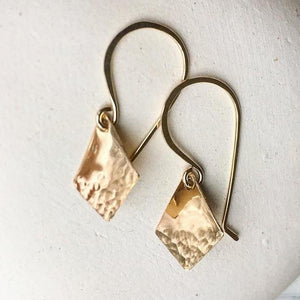 Floating Earrings - kite charm drop earrings with petite dappled diamond charms - Foamy Wader