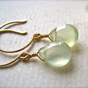 Greens Earrings - lemongrass green prehnite gemstone drop earrings - Foamy Wader