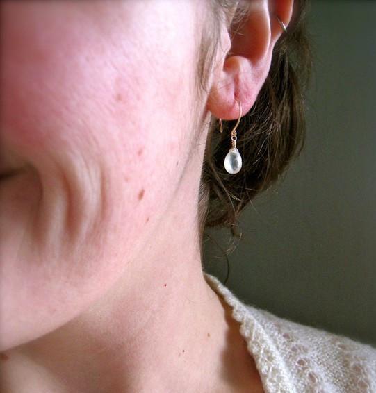 Greens Earrings - lemongrass green prehnite gemstone drop earrings - Foamy Wader