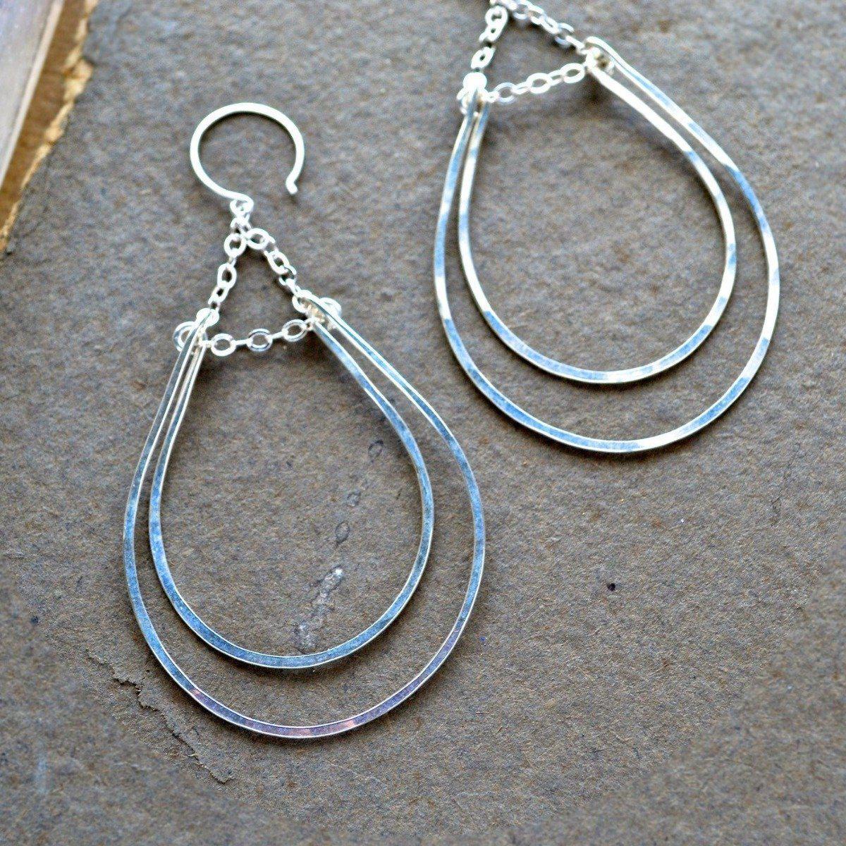Hammock Earrings - handmade double teardrop statement dangle earrings - Foamy Wader