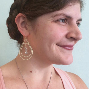 Hammock Earrings - handmade double teardrop statement dangle earrings - Foamy Wader