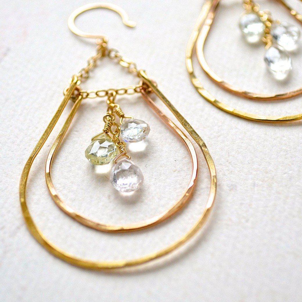 Hammock Earrings - handmade double teardrop statement dangle earrings - Foamy Wader