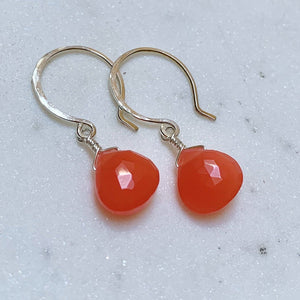 Juicy Fruit Earrings - ruby grapefruit chalcedony gemstone drop earrings - Foamy Wader