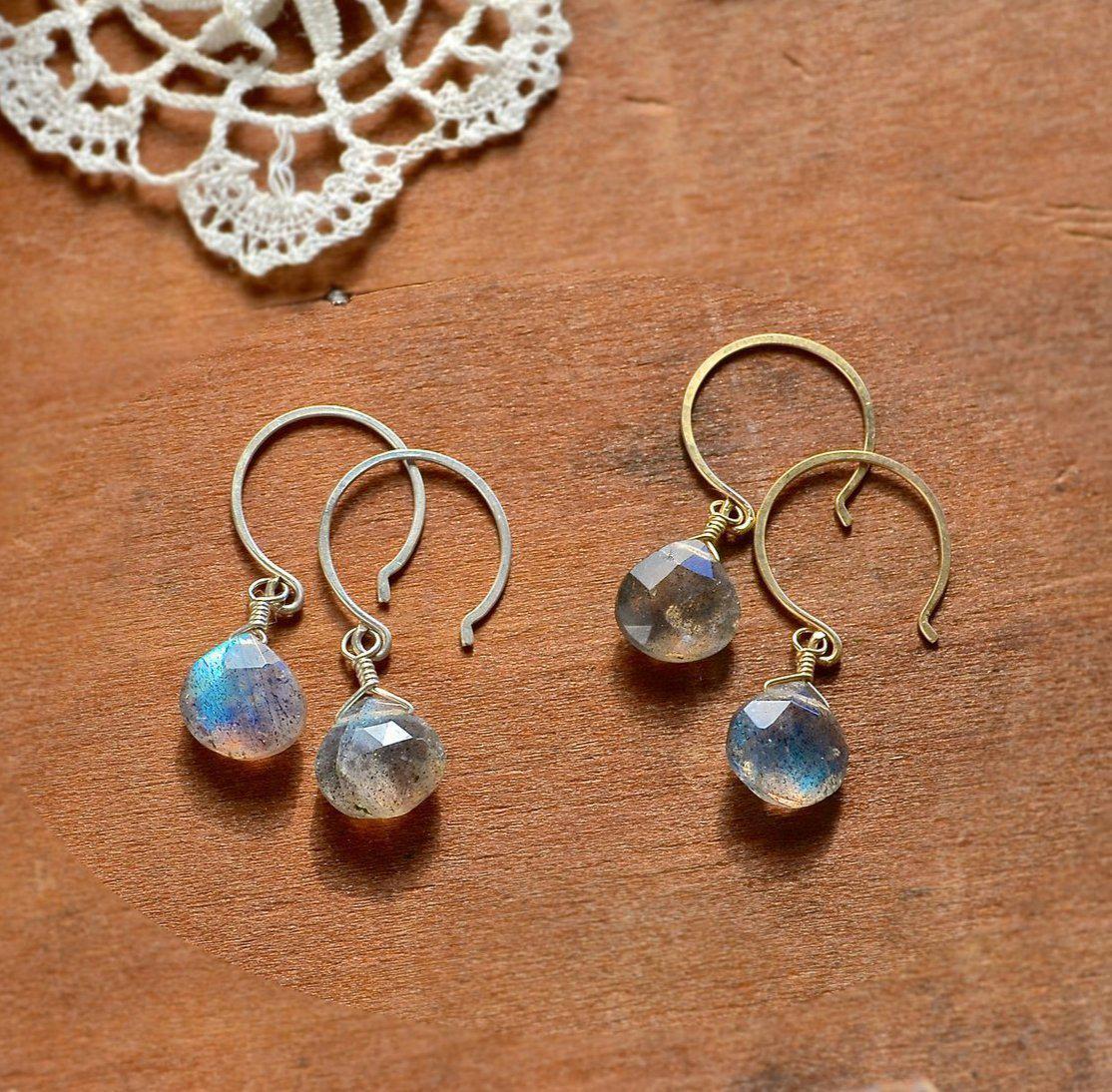 Lightning Earrings - magic labradorite gemstone drop earrings - Foamy Wader