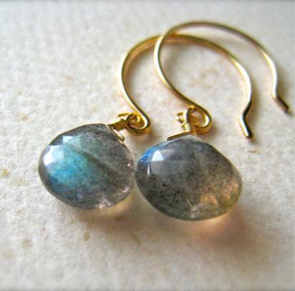 Lightning Earrings - magic labradorite gemstone drop earrings - Foamy Wader