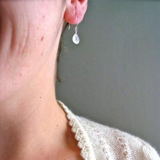 Moon Shadow Earrings - white rainbow moonstone gemstone drop earrings - Foamy Wader