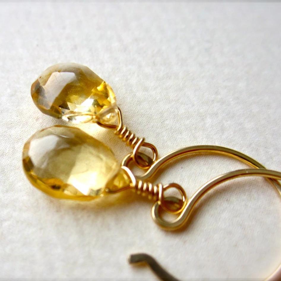 Orange Blossoms Earrings - honey orange citrine gemstone drop earrings - Foamy Wader
