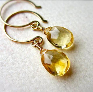 Orange Blossoms Earrings - honey orange citrine gemstone drop earrings - Foamy Wader