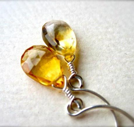 Orange Blossoms Earrings - honey orange citrine gemstone drop earrings - Foamy Wader