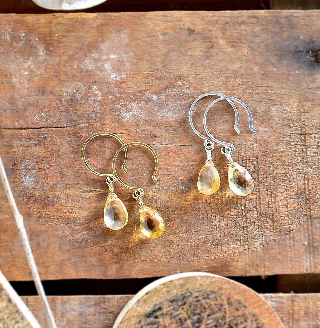 Orange Blossoms Earrings - honey orange citrine gemstone drop earrings - Foamy Wader