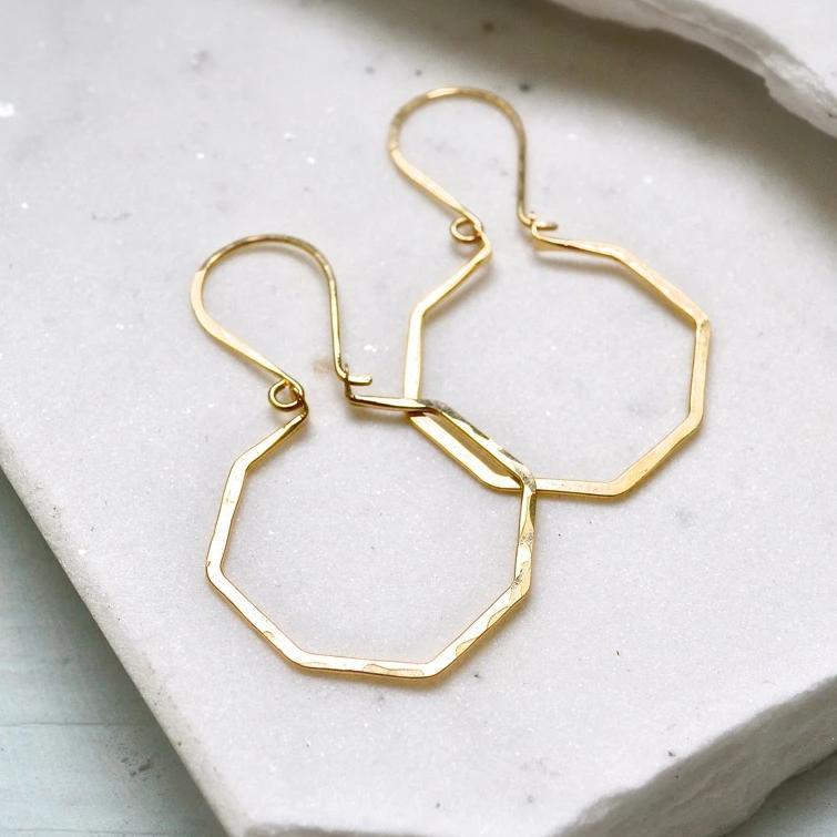 Parasol Earrings - modern lightweight geometric octagon hoop earrings - Foamy Wader