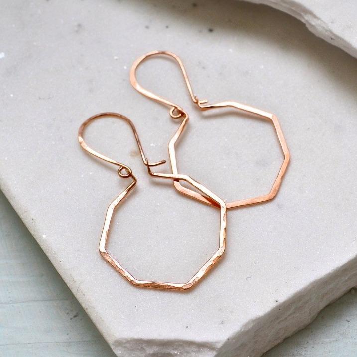 Parasol Earrings - modern lightweight geometric octagon hoop earrings - Foamy Wader