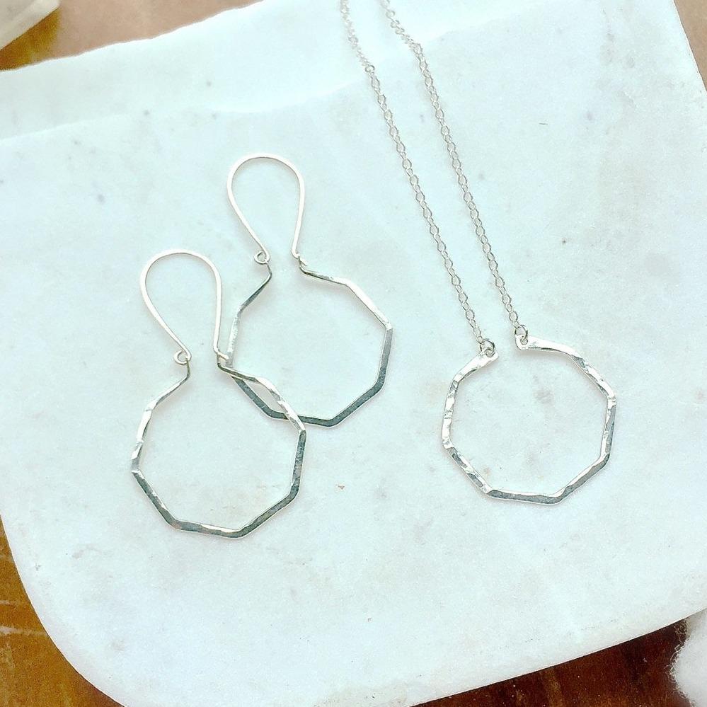 Parasol Earrings - modern lightweight geometric octagon hoop earrings - Foamy Wader