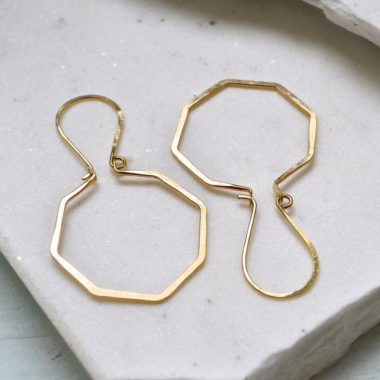 Parasol Earrings - modern lightweight geometric octagon hoop earrings - Foamy Wader