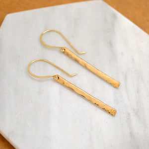 Pillar Earrings - handmade sleek nautical minimalist dappled bar earrings - Foamy Wader