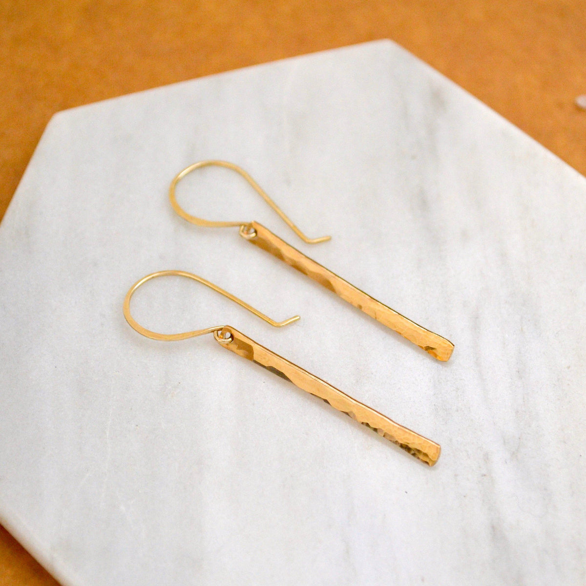 Pillar Earrings - handmade sleek nautical minimalist dappled bar earrings - Foamy Wader