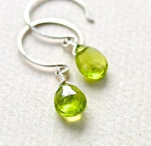 Pomme Earrings - apple green peridot gemstone drop earrings - Foamy Wader